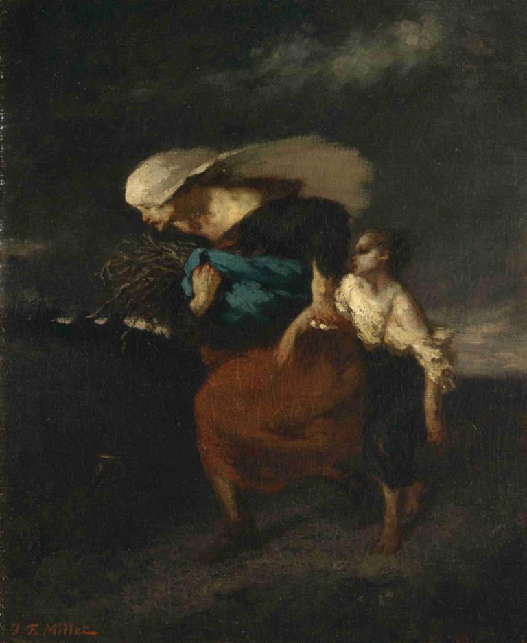 Retreat from the Storm,Umik iz viharja,Jean-François Millet,Oljna slika,Oljna slika, solo, likovna parodija