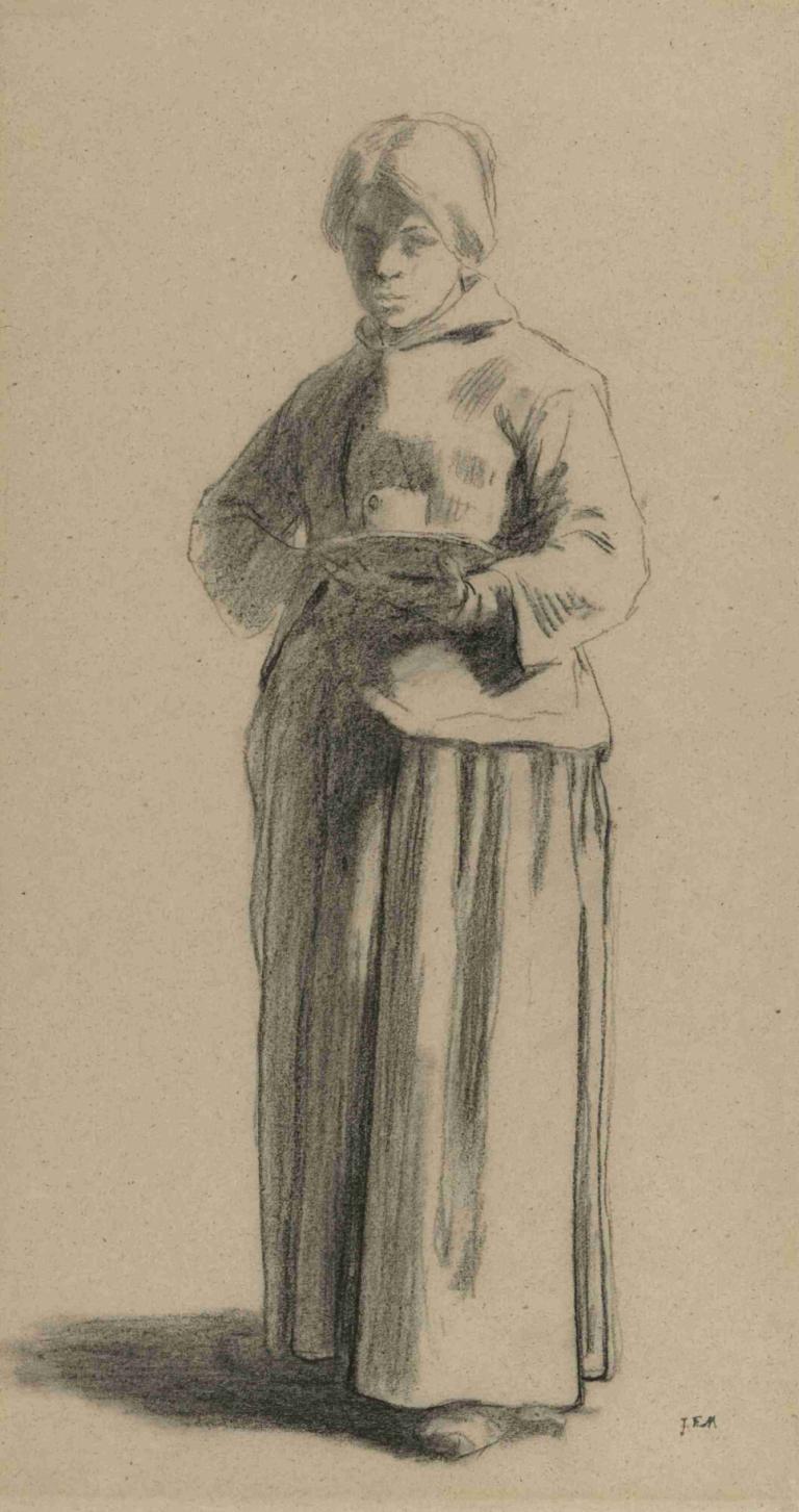 Study Of A Woman Holding A Cup,Studio di una donna che tiene una tazza,Jean-François Millet,Schizzo,Schizzo