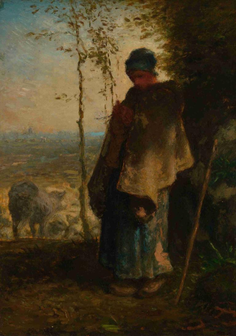 The Little Shepherdess,Het herderinnetje,Jean-François Millet,Olieverf,Olieverf, 1 jongen, mannelijke focus