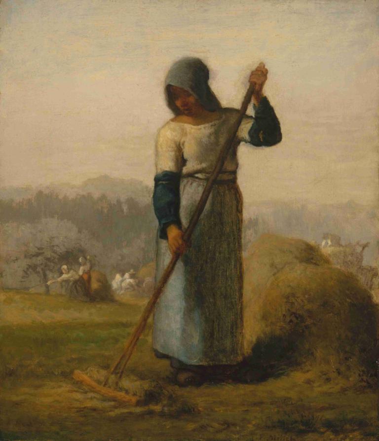 Woman with a Rake,갈퀴를 든 여자,Jean-François Millet,장 프랑수아 밀레,오일 페인팅,오일 페인팅, 보유, 후드, 미술 패러디, 남성 집중, 옥외, 1남