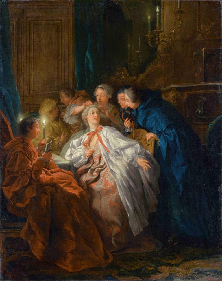 Before the Ball,Jean-François de Troy,Oil Painting,Oil Painting, robe, fine art parody, multiple boys, candle