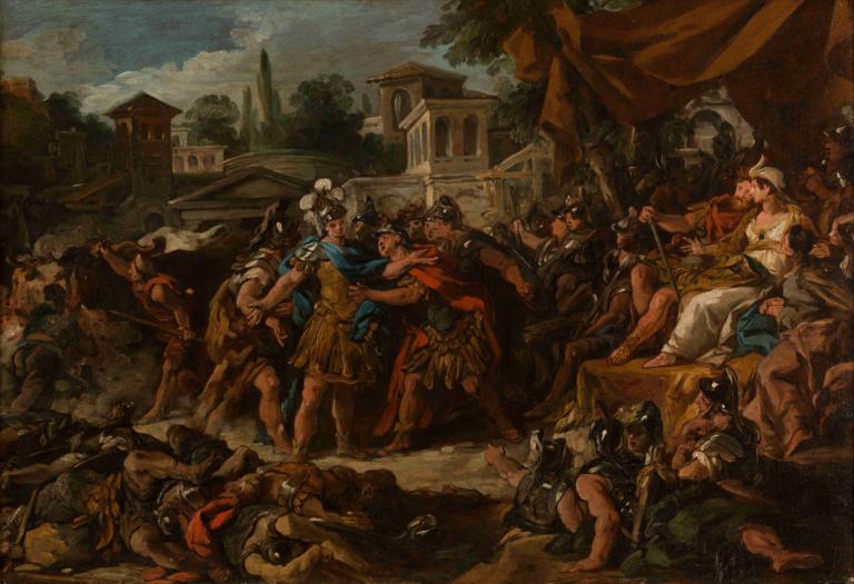 Le Combat des soldats nés des dents du serpent,Jean-François de Troy,Oil Painting,Oil Painting