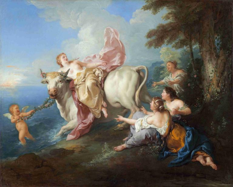 The Abduction of Europa,Jean-François de Troy,Oil Painting,Oil Painting, fine art parody, multiple girls