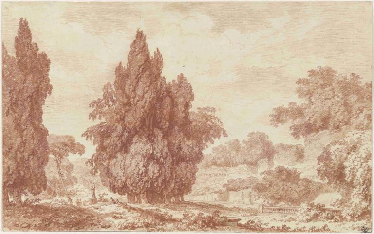 A Stand of Cypresses in an Italian Park,Un arboret de chirpici într-un parc italian,Jean-Honoré Fragonard