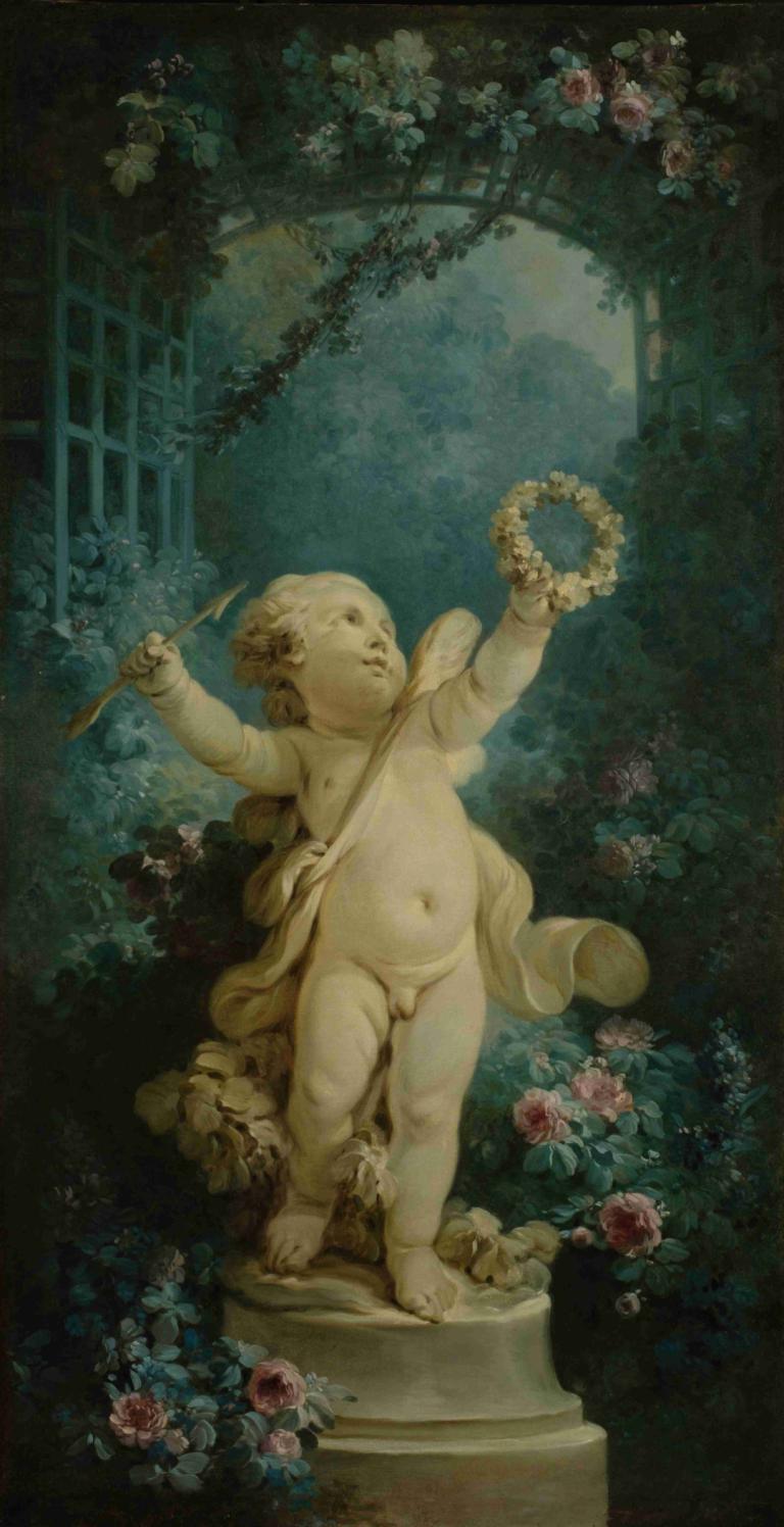 L'Amour triomphant,Triomferende liefde,Jean-Honoré Fragonard,Olieverf,Olieverf, bloem, solo, 1 jongen