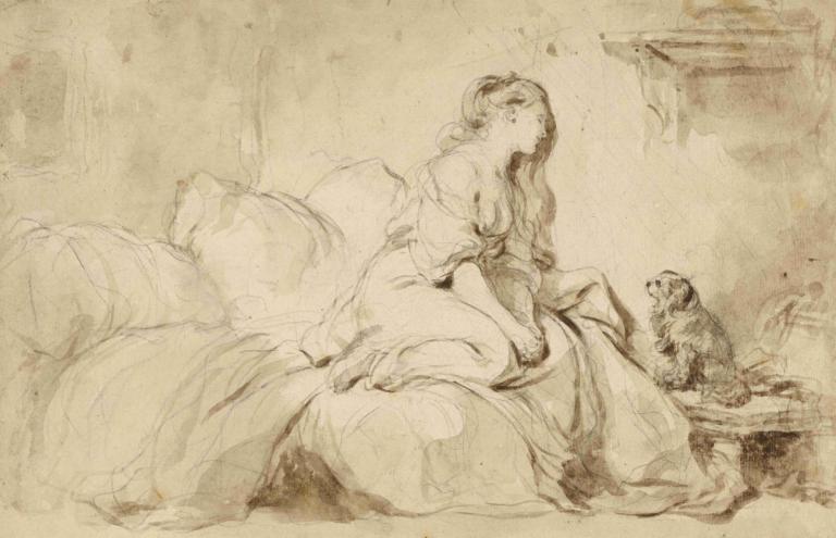 Oh! If Only He Were as Faithful to Me,Was hij mij maar zo trouw,Jean-Honoré Fragonard,Koperplaatetsing