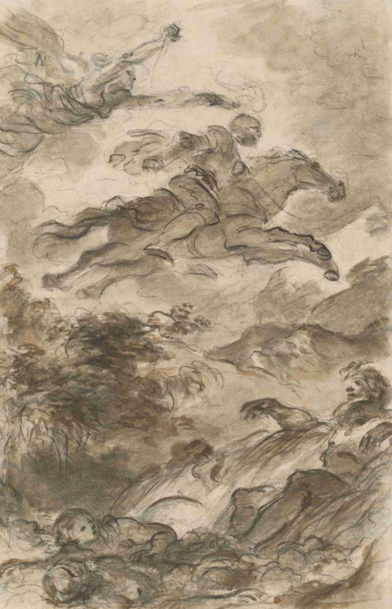 Rinaldo, Astride Baiardo, Flies Off in Pursuit of Angelica,Rinaldo, som sitter på Baiardo