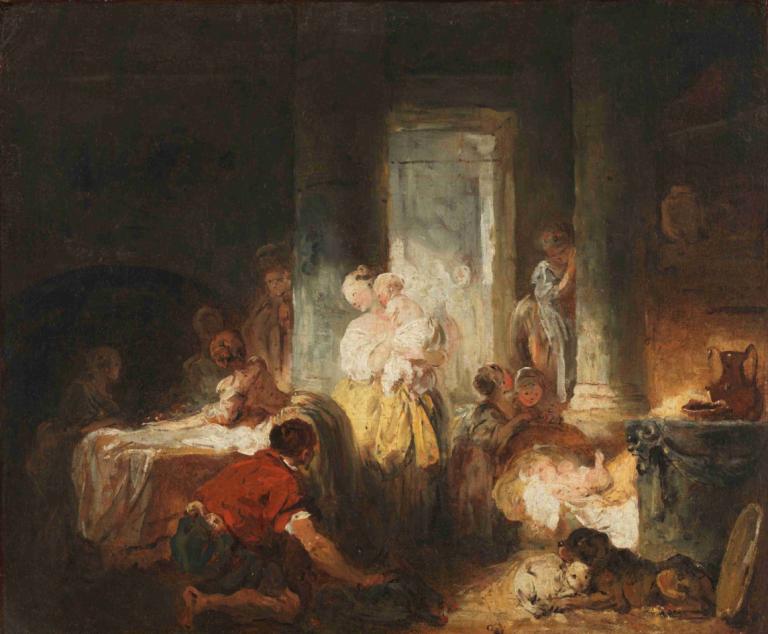 Roman Interior,Římský interiér,Jean-Honoré Fragonard,Olejomalba,Olejomalba, parodie na výtvarné umění, uvnitř