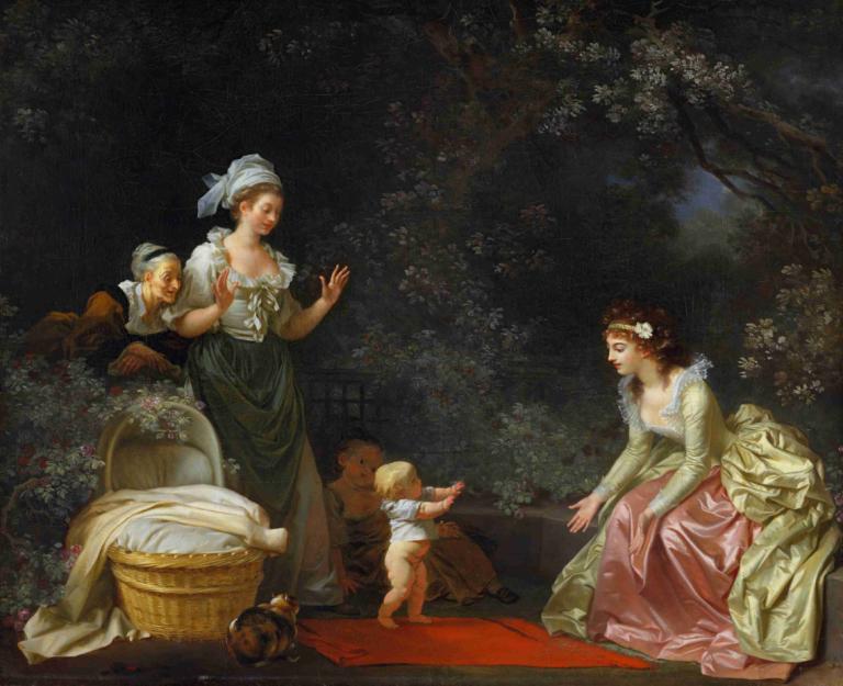 The First Steps,Langkah Pertama,Jean-Honoré Fragonard,Lukisan cat minyak,Lukisan cat minyak, parodi seni rupa