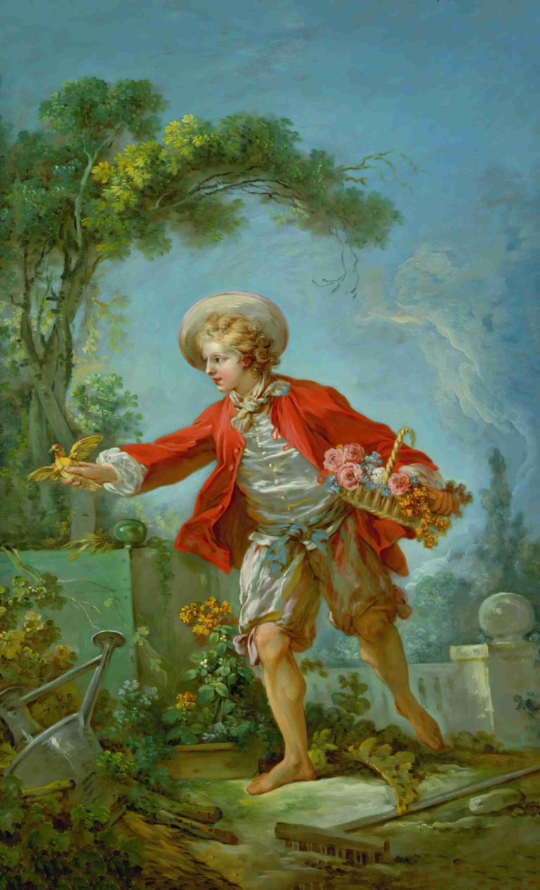 The Gardener,Tukang kebun,Jean-Honoré Fragonard,Lukisan cat minyak,Lukisan cat minyak, bertelanjang kaki