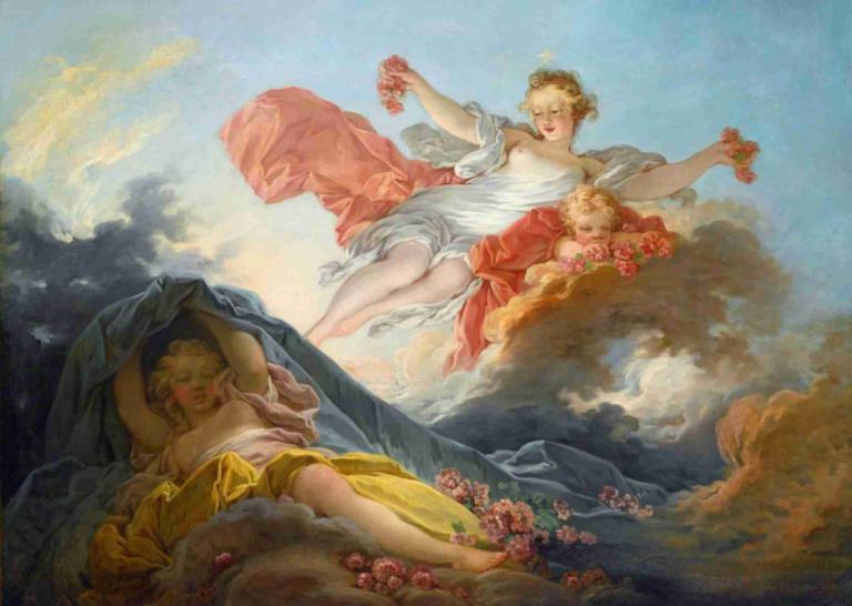 The Goddess Aurora triumphing Over Night,Dewi Aurora yang Berjaya di Malam Hari,Jean-Honoré Fragonard