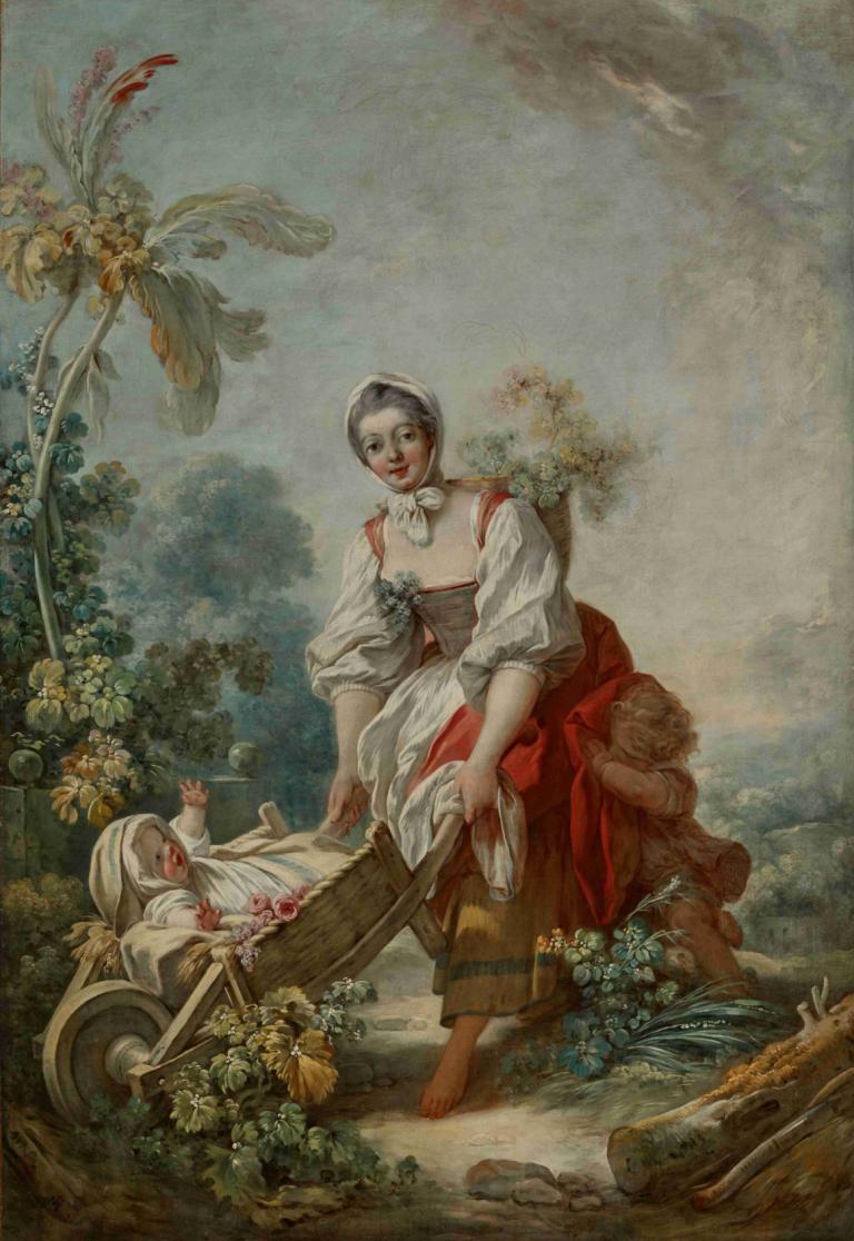 The Joys of Motherhood,母になる喜び,Jean-Honoré Fragonard,ジャン＝オノレ・フラゴナール,油絵,油絵, 美術パロディ, 裸足, 複数の女の子, 木, 死, 女の子2人, 血