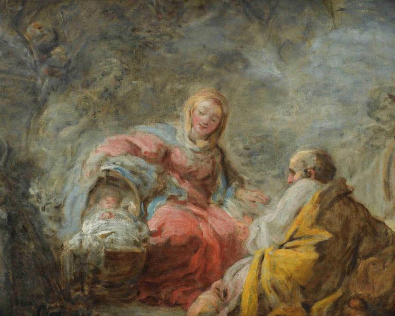 The Rest On The Flight Into Egypt,이집트행 비행기의 휴식,Jean-Honoré Fragonard,장-호노레 프라고나르,오일 페인팅,오일 페인팅, 미술 패러디, 여러 소년