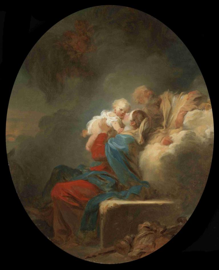 The Rest on the Flight into Egypt,이집트행 비행기의 휴식,Jean-Honoré Fragonard,장-호노레 프라고나르,오일 페인팅,오일 페인팅, 미술 패러디, 흰머리