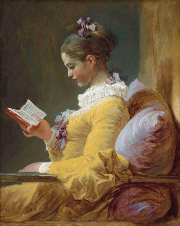 Young Girl Reading,Jong Meisje Leest,Jean-Honoré Fragonard,Olieverf,Olieverf, 1meisje, lezing