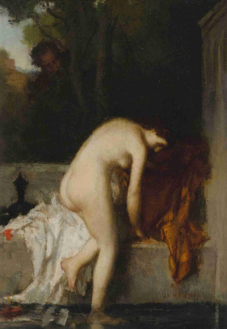 La chaste Suzanne,Czysta Suzanne,Jean-Jacques Henner,Obraz olejny,Obraz olejny, 1 dziewczyna, solo, nagi