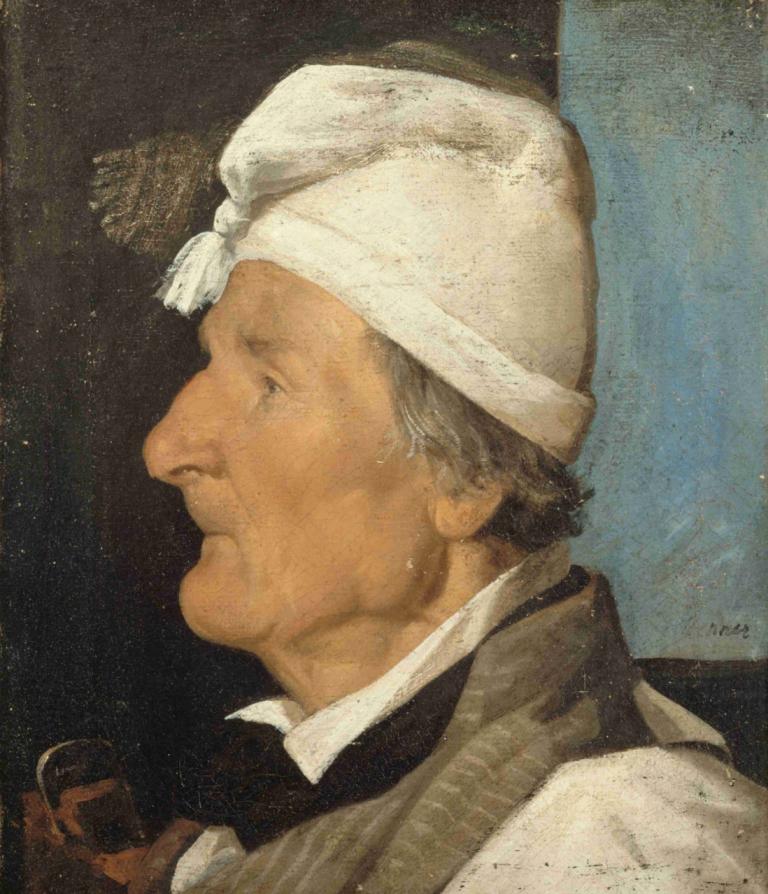 Le menuisier,Jean-Jacques Henner,Oljna slika,Oljna slika, solo, moški fokus, 1 fant, profil, držati, bandana