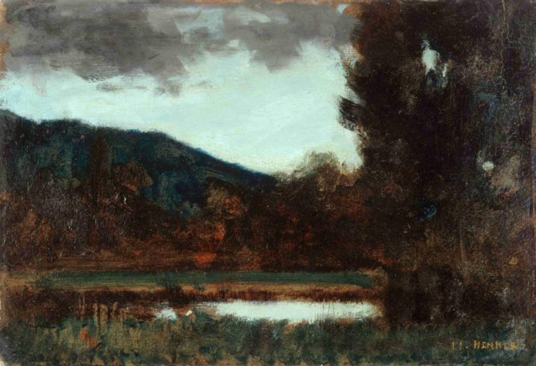 Paysage d'Alsace, crépuscule,Alsacen maisema, hämärä,Jean-Jacques Henner,Öljymaalaus,Öljymaalaus, maisema