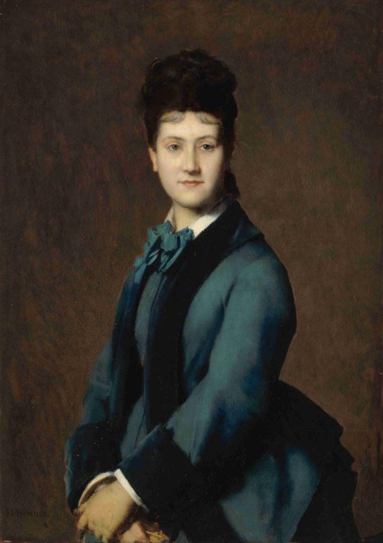 Portrait de Madame Jeantaud,Jean-Jacques Henner,Oil Painting,Oil Painting, solo, realistic, 1girl