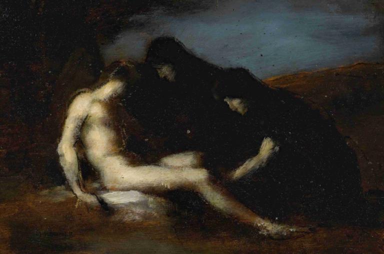 Saint Sébastien,Jean-Jacques Henner,Olieverf,Olieverf, parodie op beeldende kunst, naakt, solo