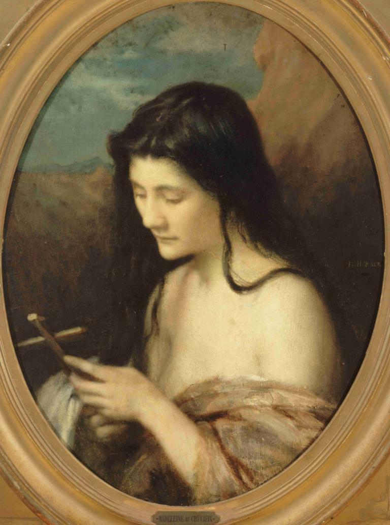 Sainte Marie l'Egyptienne,Heilige Maria de Egyptenaar,Jean-Jacques Henner,Olieverf,Olieverf