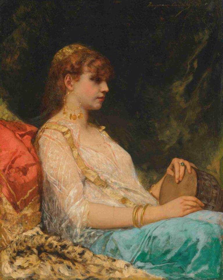 L'Orientale au Tambour,Orientalische Trommel,Jean-Joseph-Benjamin Constant,Ölgemälde,Ölgemälde, 1Mädchen