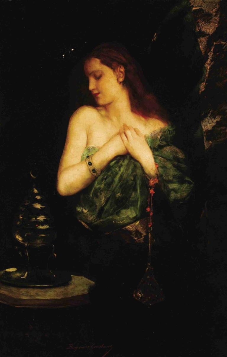 Odalisque,Jean-Joseph-Benjamin Constant,Öljymaalaus,Öljymaalaus, 1 tyttö, yksin, ranneke, korut