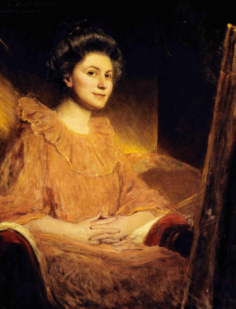 Portrait d'Angèle Delasalle,Jean-Joseph-Benjamin Constant,Oil Painting,Oil Painting, 1girl, solo