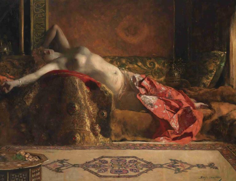 Reclining Odalisque,Odalisca culcată,Jean-Joseph-Benjamin Constant,Pictura in ulei,Pictura in ulei, 1 fata