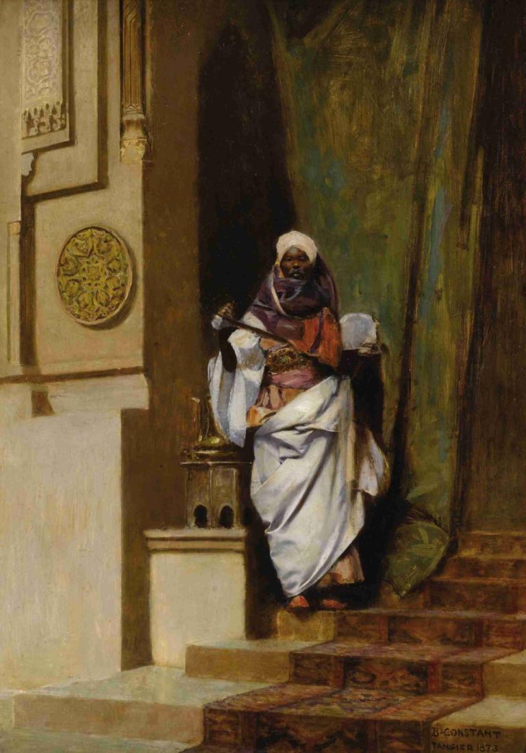 Tangiers,Jean-Joseph-Benjamin Constant,Oil Painting,Oil Painting, solo, fine art parody, 1girl, robe