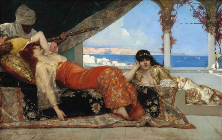 The Favorite of the Emir,Jean-Joseph-Benjamin Constant,Oil Painting,Oil Painting, fine art parody