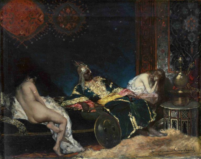 The Serbian Concubine,Jean-Joseph-Benjamin Constant,Oil Painting,Oil Painting, fine art parody, nude, parody