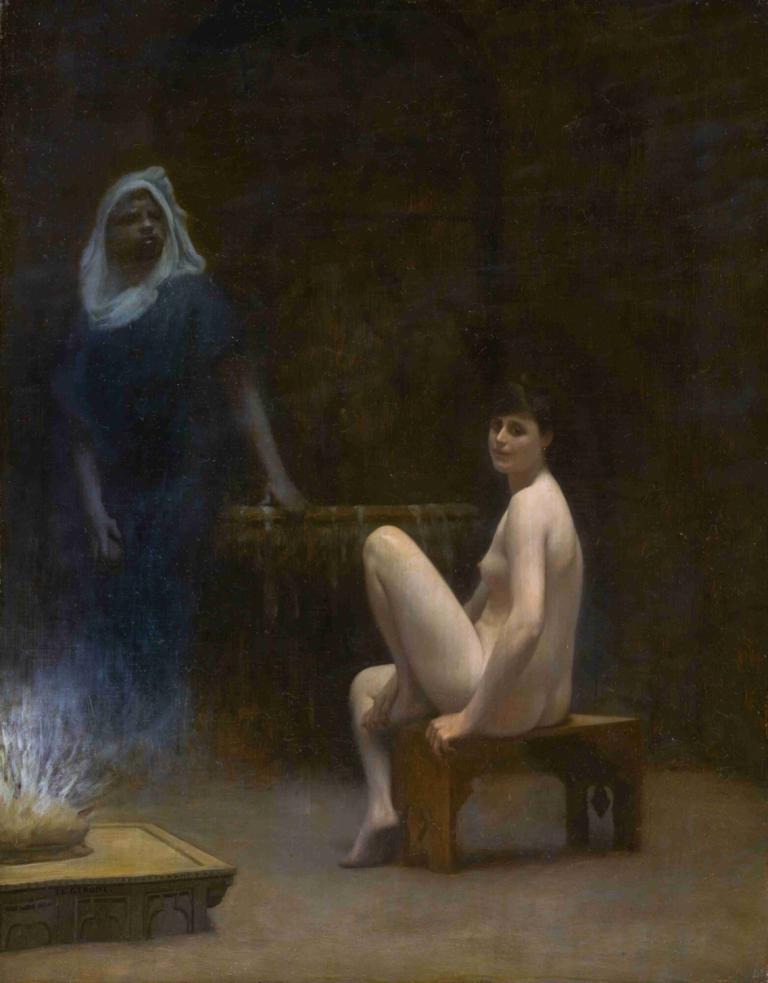 After The Bath,Etter badet,Jean-Léon Gérôme,Oljemaleri,Oljemaleri, kunstparodi, naken