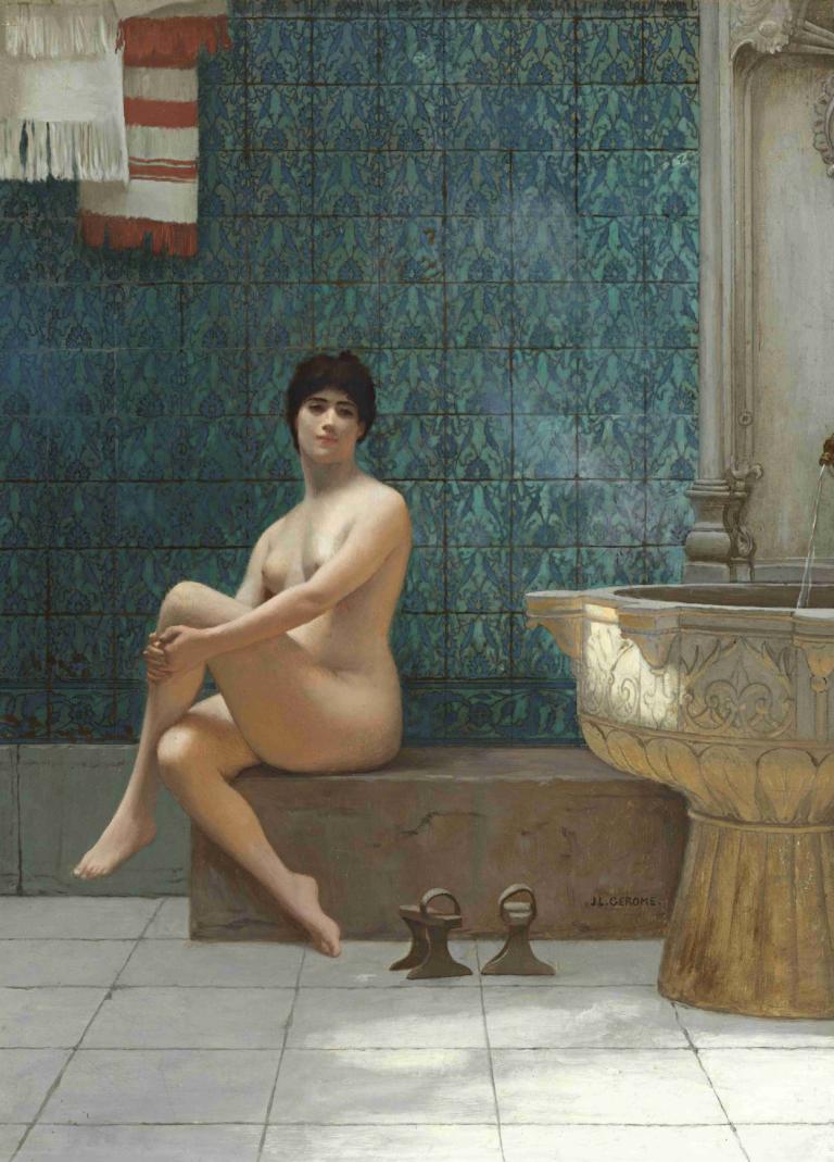 Baigneuse À La Piscine De Brousse,บรูซ ปลาขาว,Jean-Léon Gérôme,ฌอง-แอล ฮอทโรม,จิตรกรรมสีน้ำมัน