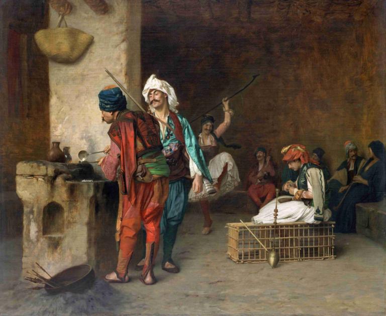 Cafe House-Cairo (Casting Bullets),Кафе "Дом-Каир" (Литые пули),Jean-Léon Gérôme,Жан-Леон Жером