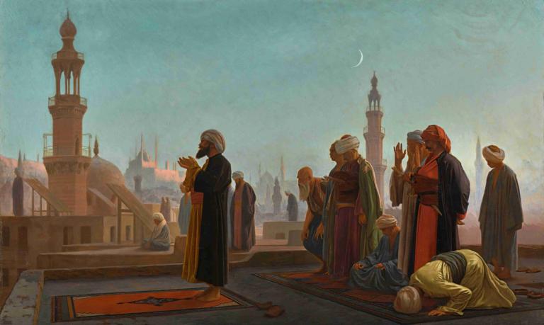 Evening Prayer, Cairo,Doa Malam, Kairo,Jean-Léon Gérôme,Lukisan cat minyak,Lukisan cat minyak, jubah