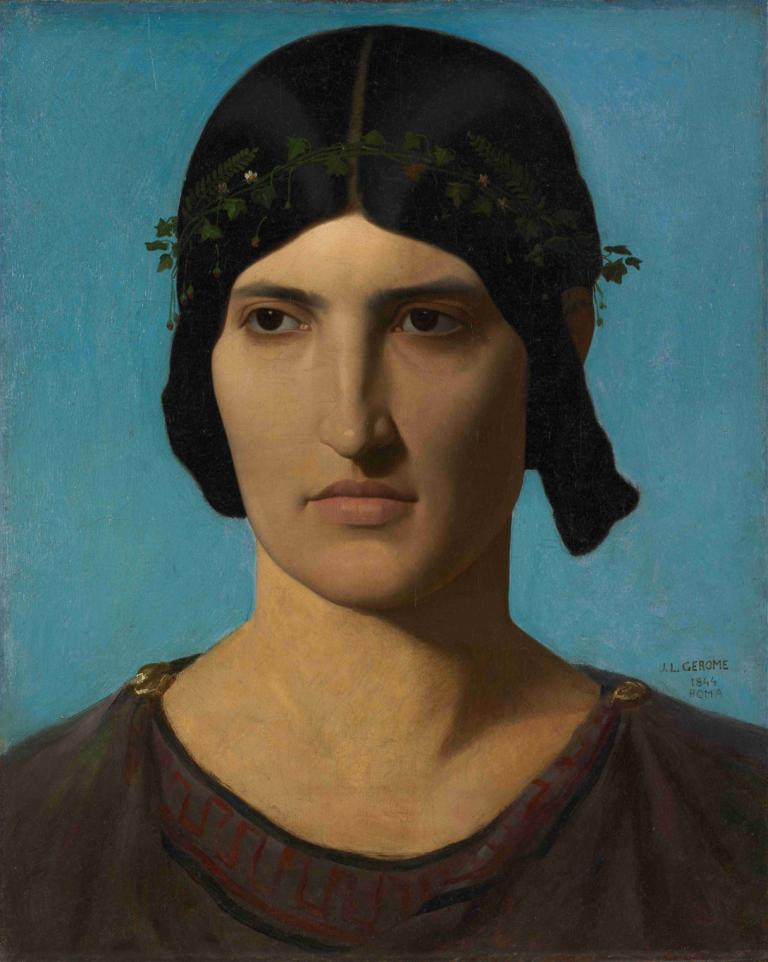 Head of an Italian Woman,Kepala Seorang Wanita Italia,Jean-Léon Gérôme,Lukisan cat minyak,Lukisan cat minyak