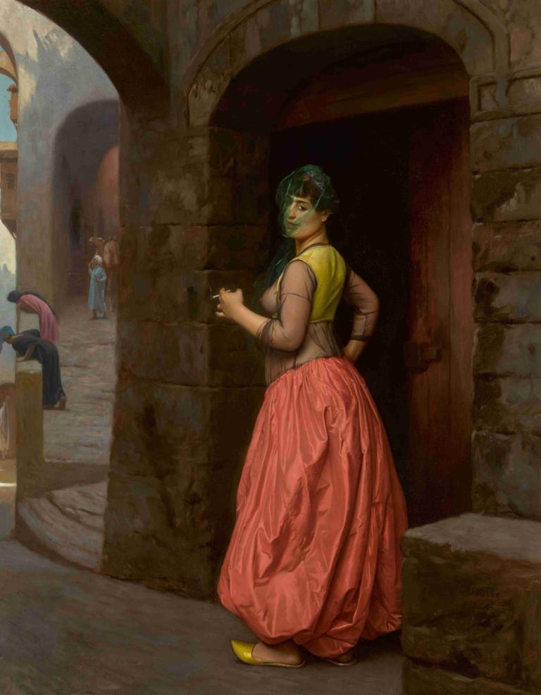 Jeune Fille du Caire,Cairo Girl,Jean-Léon Gérôme,Lukisan cat minyak,Lukisan cat minyak, rambut panjang