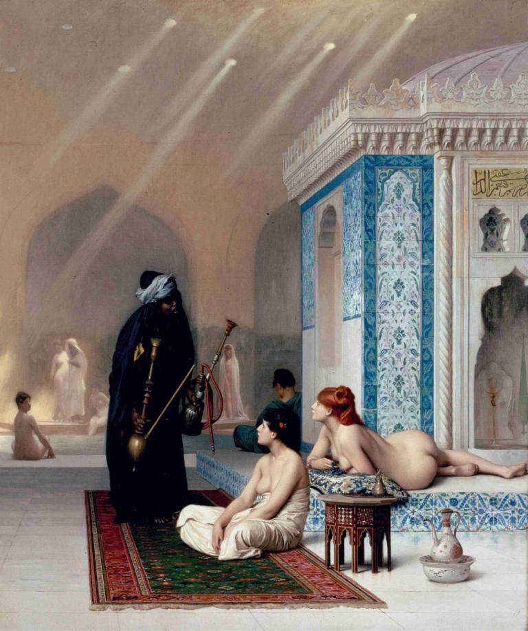 Pool in a Harem,Piscine dans un harem,Jean-Léon Gérôme,Peinture à l'huile,Peinture à l'huile