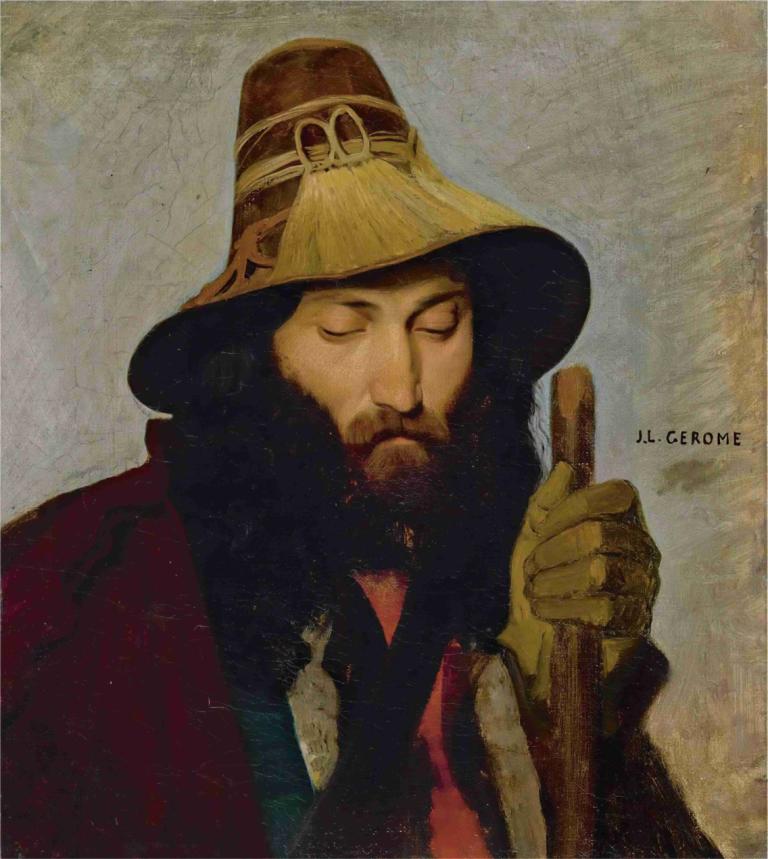 Portrait Of An Italian Man,Portrait d'un Italien,Jean-Léon Gérôme,Peinture à l'huile,Peinture à l'huile, solo