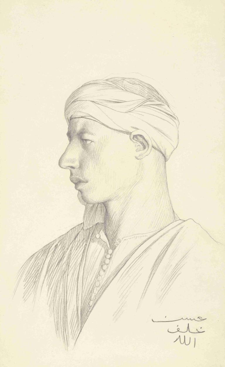 Portrait of an Egyptian Fellah,Portrait d'un fellah égyptien,Jean-Léon Gérôme,Croquis,Croquis, solo, 1garçon