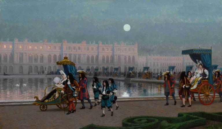 Promenade de la Cour dans les jardins de Versailles,Променад де ла Кур в садах Версаля,Jean-Léon Gérôme