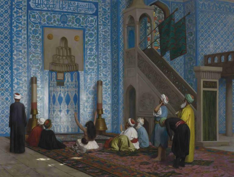 Rüstem Pasha Mosque, Istanbul,뤼스템 파샤 모스크, 이스탄불,Jean-Léon Gérôme,장-레옹 제롬,오일 페인팅,오일 페인팅, 여러 소년, 모자, 옷, 실내, 마스크