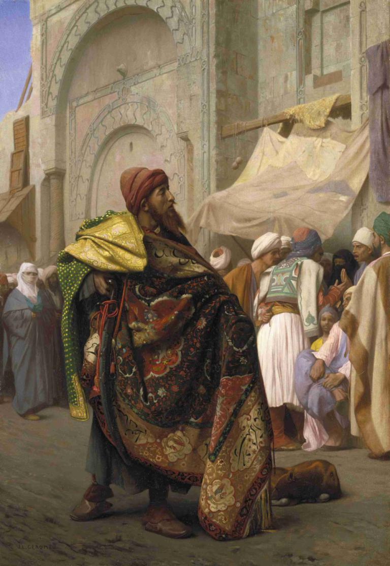 The Carpet Merchant Of Cairo,Le marchand de tapis du Caire,Jean-Léon Gérôme,Peinture à l'huile