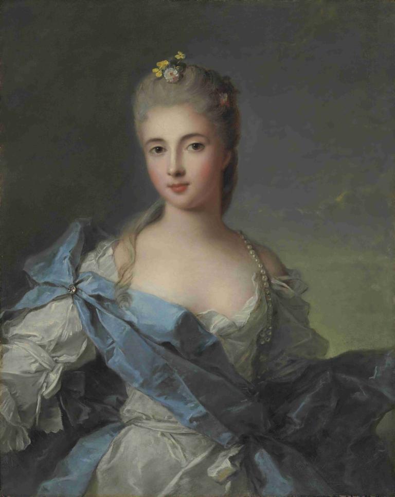 Portrait Of A Lady,Porträt einer Dame,Jean-Marc Nattier,Ölgemälde,Ölgemälde, 1Mädchen, Solo, realistisch