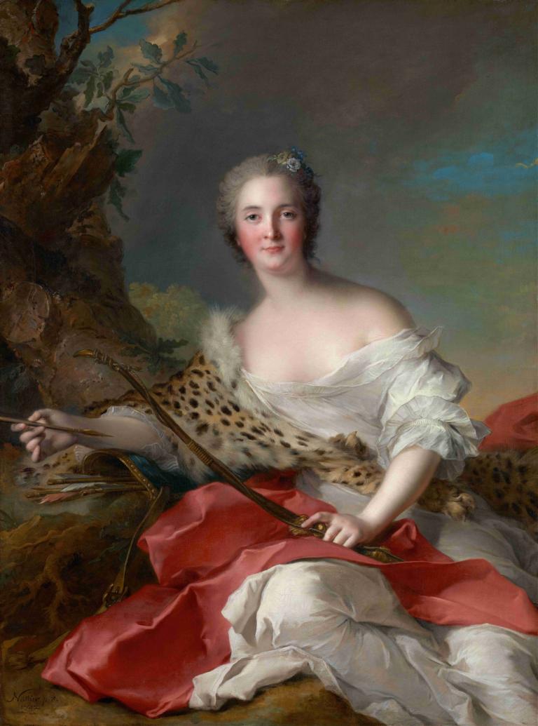 Portrait of Madame Bonnier de la Mosson as Diana,Jean-Marc Nattier,Oil Painting,Oil Painting, fine art parody