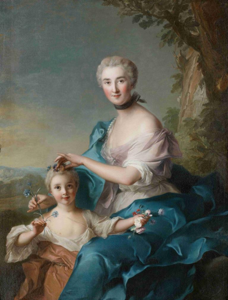 Portrait of Madame Crozat de Thiers and Her Daughter,Jean-Marc Nattier,Oil Painting,Oil Painting