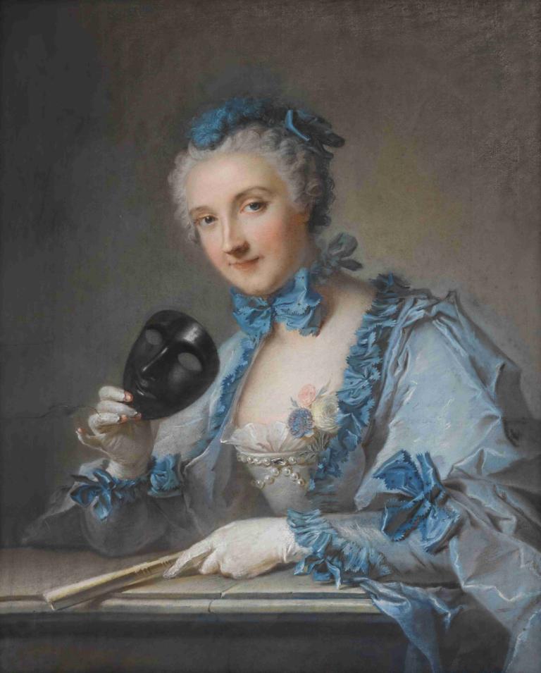 Portrait of Madame Royer,Jean-Marc Nattier,Oil Painting,Oil Painting, 1girl, solo, fine art parody, gloves