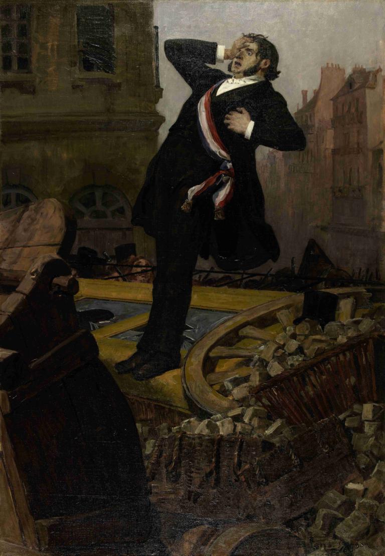 Mort du député Alphonse Baudin le 3 décembre 1851,1851年阿方斯·波丁第三次設計,Jean-Paul Laurens,讓-保羅·勞倫斯,油畫,油畫, 男性焦點