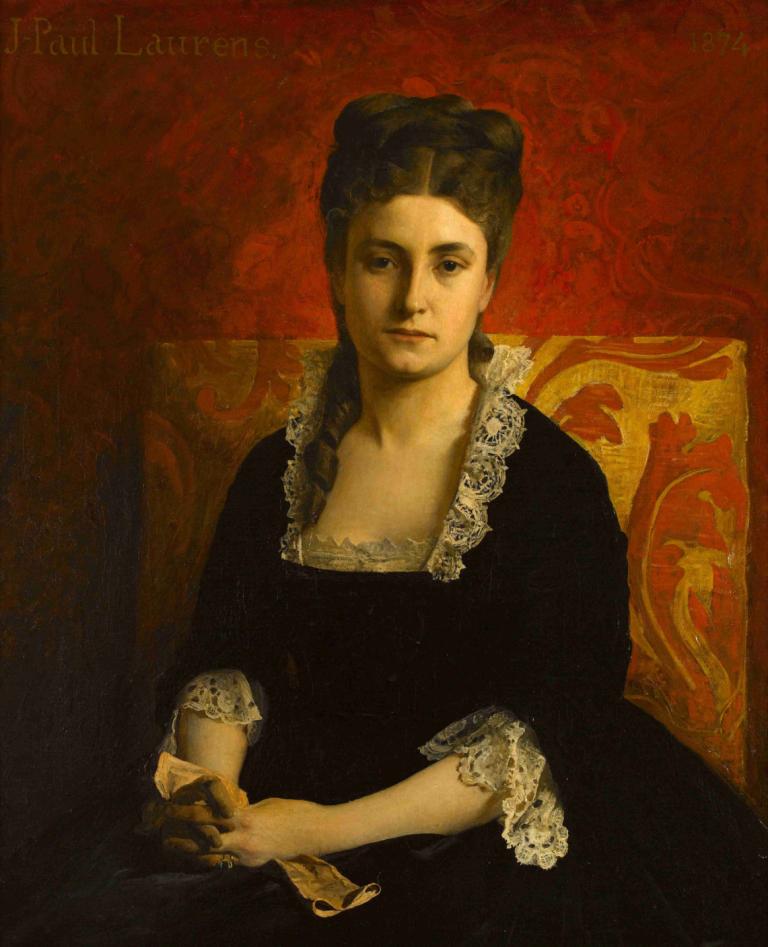 Portrait de femme en robe noire tenant un gant,Portrét ženy v černých šatech drží rukavici,Jean-Paul Laurens